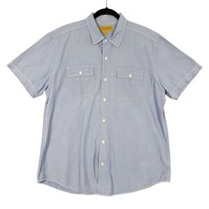 STAPLEFORD Blue Cotton Chambray Short Sleeve Double Pocket Button Shirt SIZE XL